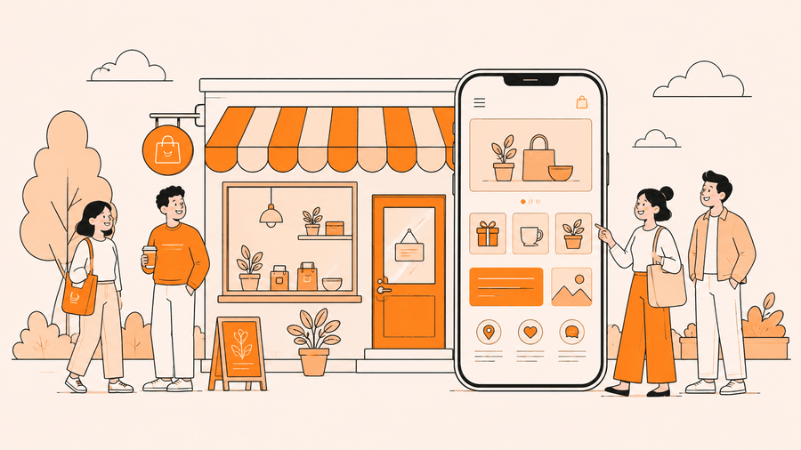 店舗とスマホサイトで第一印象を整えるイメージ